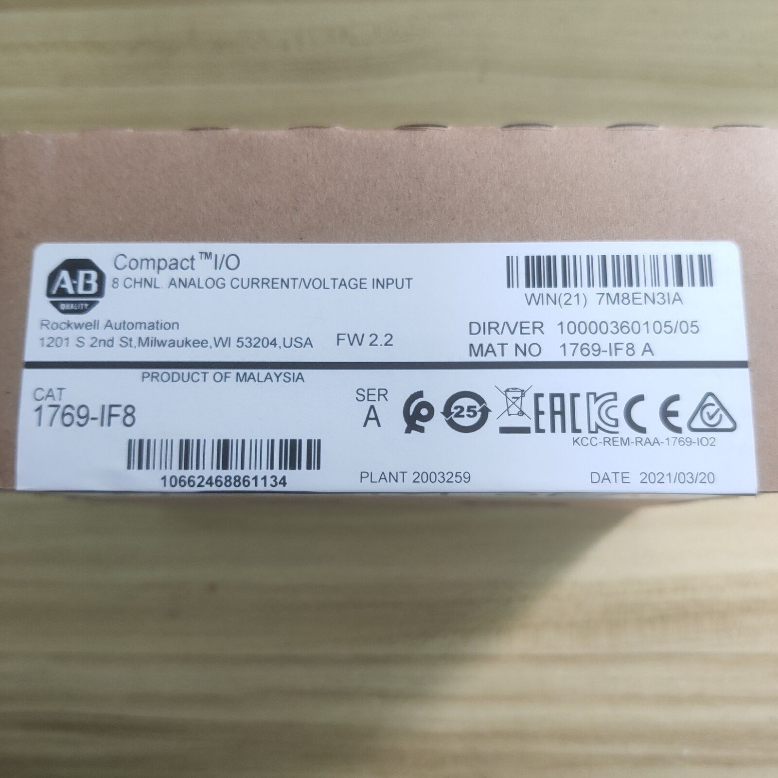 AB 1769-IF8 CompactLogix 8 Pt Analog Input Module 2022 New 1769IF8 TX