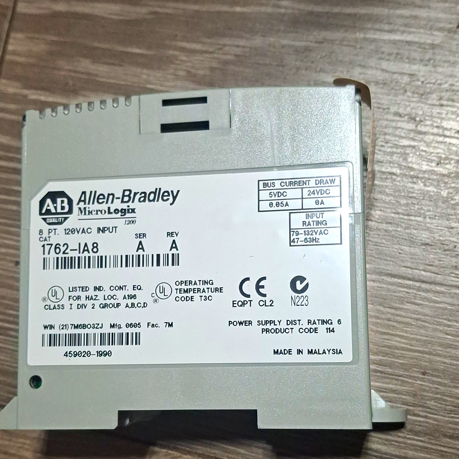 AB 1762-IA8 MicroLogix 1200 8-Pt 120VAC Digital Input Module 1762IA8 New