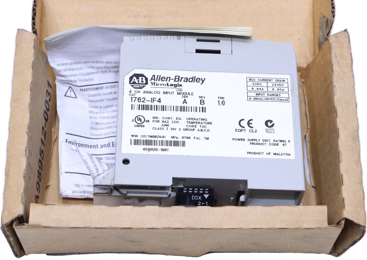 * ALLEN BRADLEY MICROLOGIX 1200 1762-IF4 SER A 4 CHANNEL ANALOG INPUT MODULE