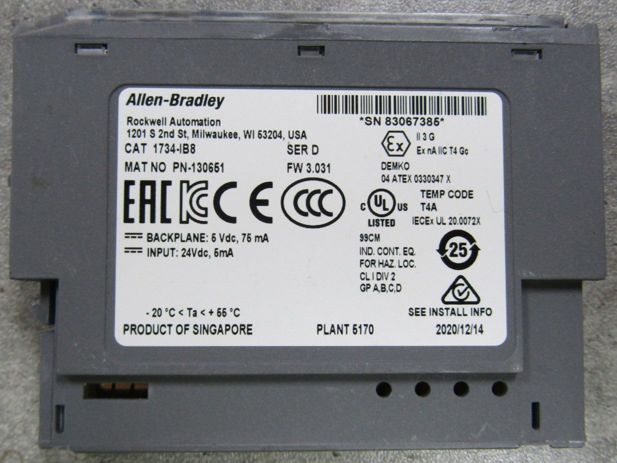 😏 NEW ALLEN-BRADLEY SINK INPUT 24 VDC INPUT 5 VDC BACKPLANE 1734-IB8