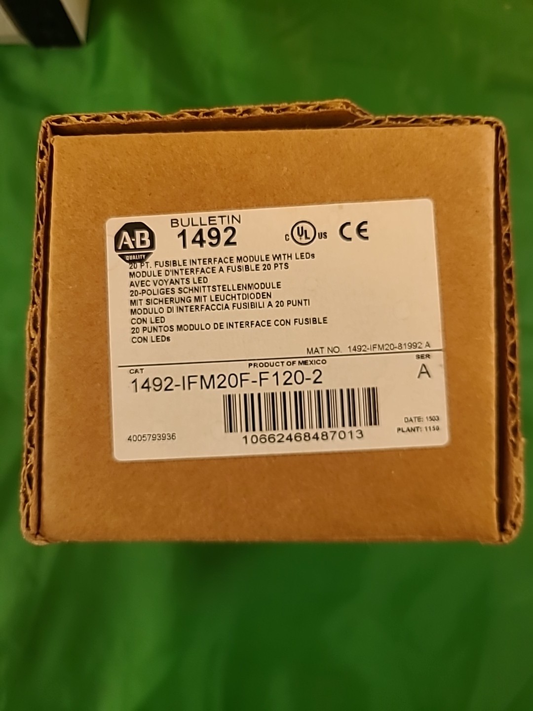 ALLEN BRADLEY – 1492-IFM20F-F120-2 – Ser A 20PT Fusible Interface Module w/ LEDs