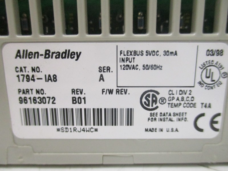 INDUSTRIAL SPARE PART 1794-IA8 SER. A REV. B01 120VAC UNMP