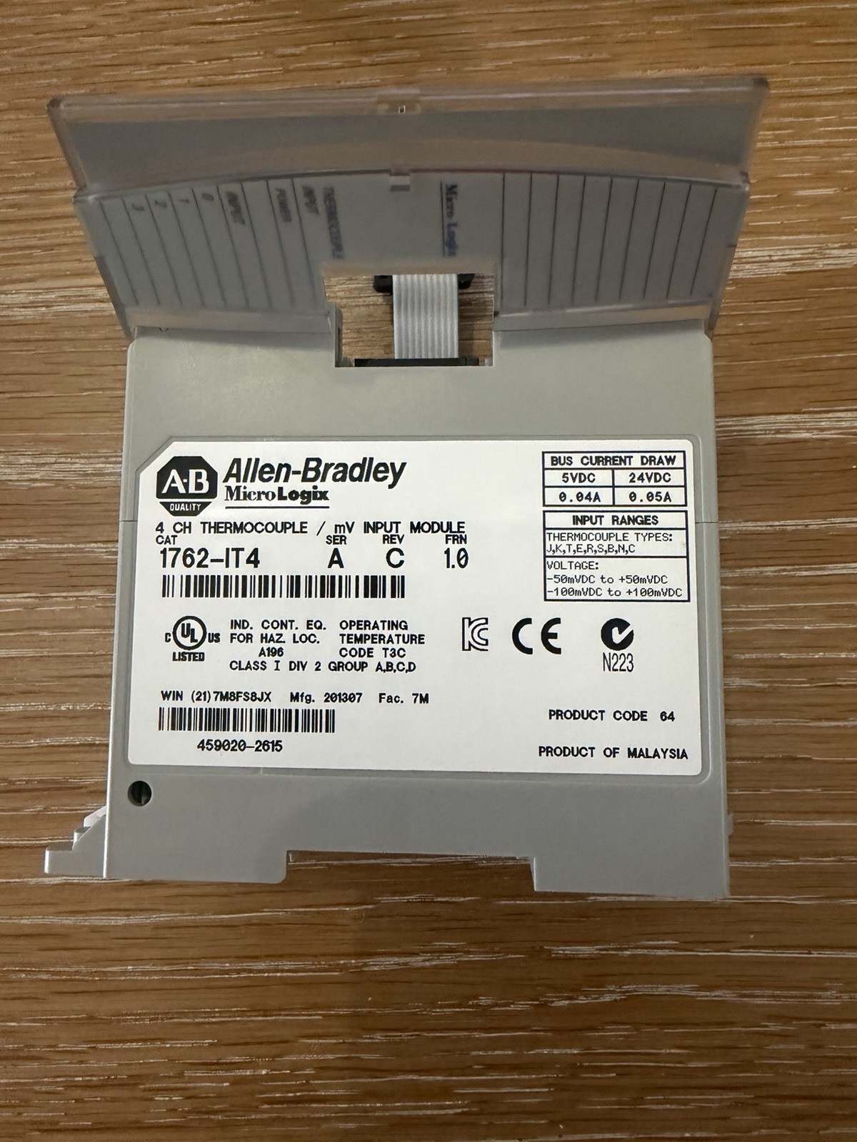 Allen-Bradley MicroLogix 1762-IT4 Analog Thermocouple/mV Input Module, 4CH