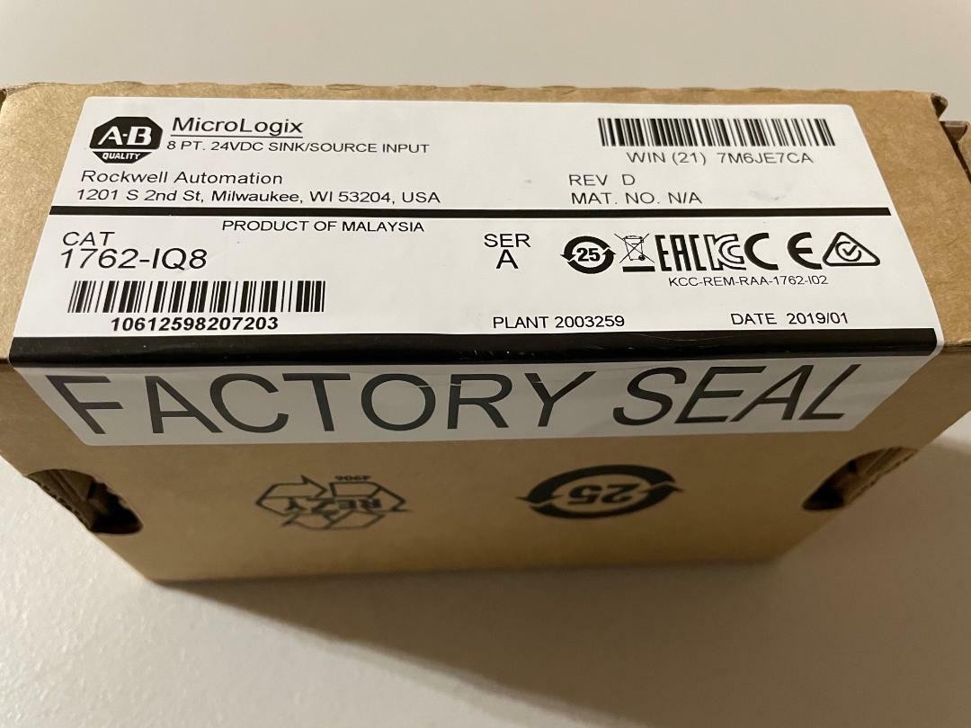 SEALED Allen-Bradley 1762-IQ8 /A MicroLogix 24VDC Input Module US Free Tax