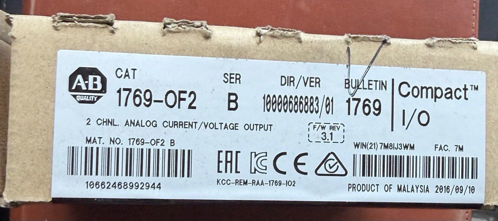 Factory Sealed Allen-Bradley 1769-OF2 PLC Output Module