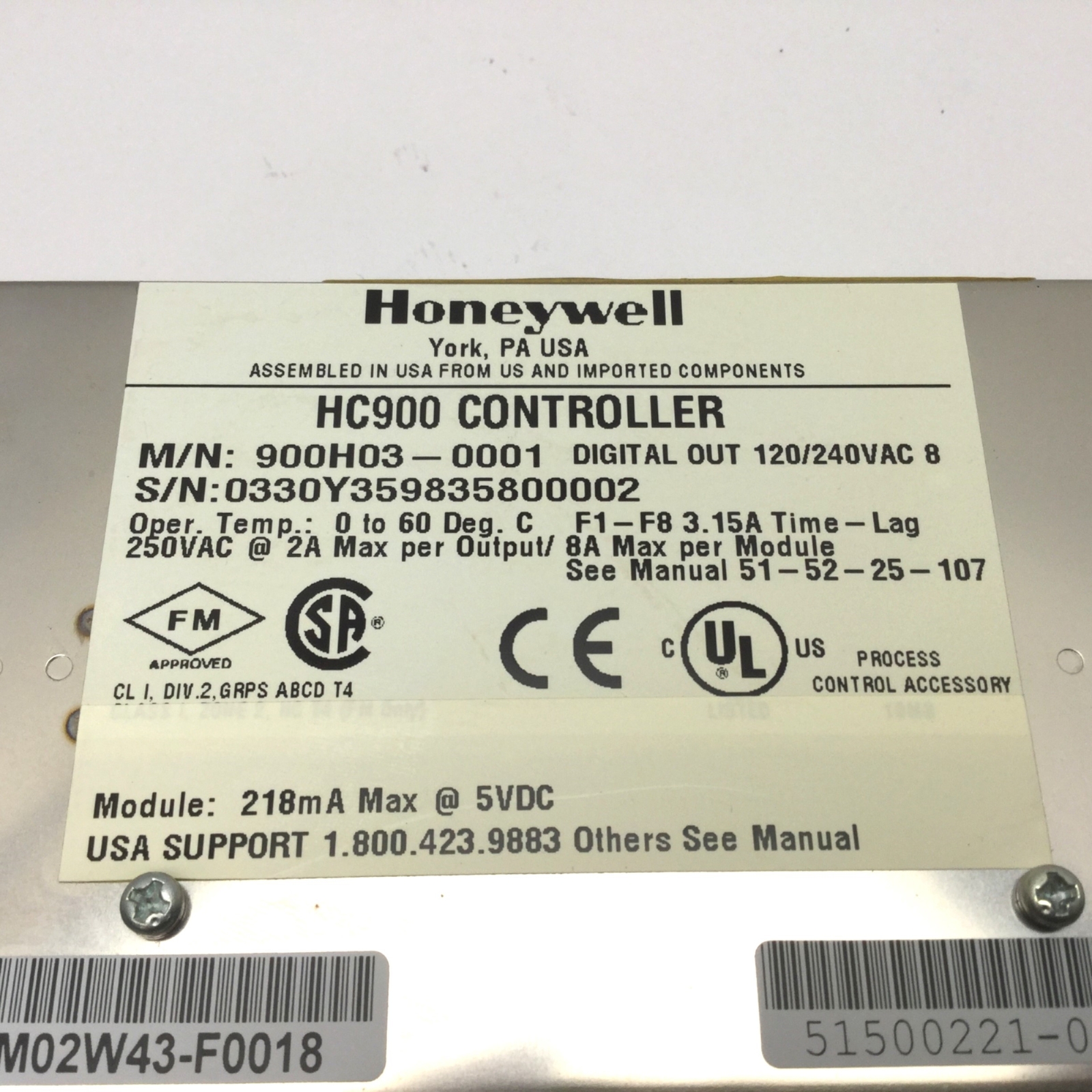 Honeywell 900H03-0001 HC900 ControlEdge Digital Ouput Module 8-Channel 120/240V~