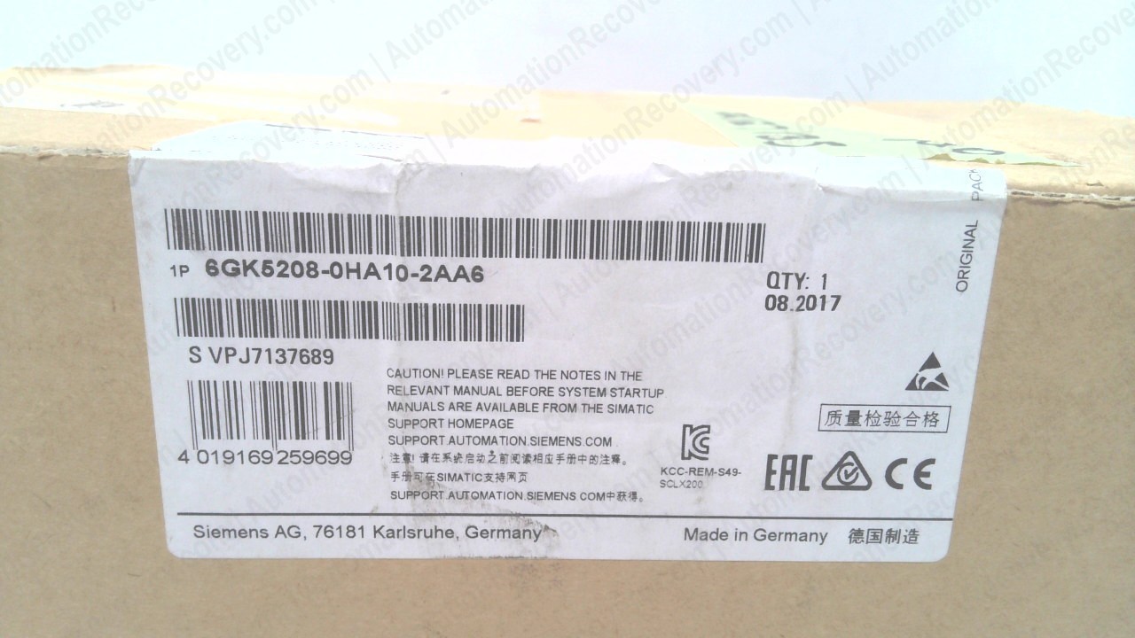 SIEMENS 6GK5208-0HA10-2AA6, SCALANCE X208PRO, MANAGED IE SWITCH, NEW #343179