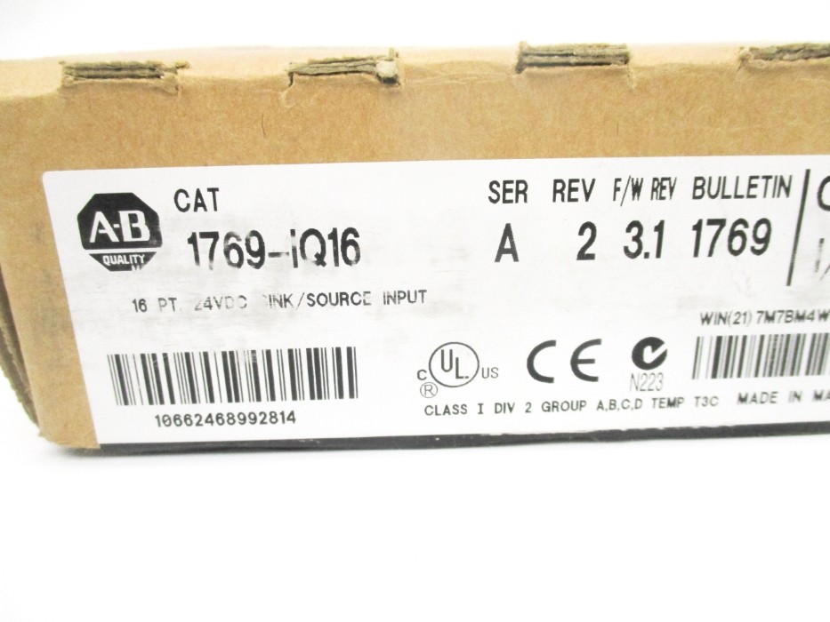ALLEN BRADLEY 1769-IQ16 SER. A F/W 3.1 24VDC 0.115A NSMP