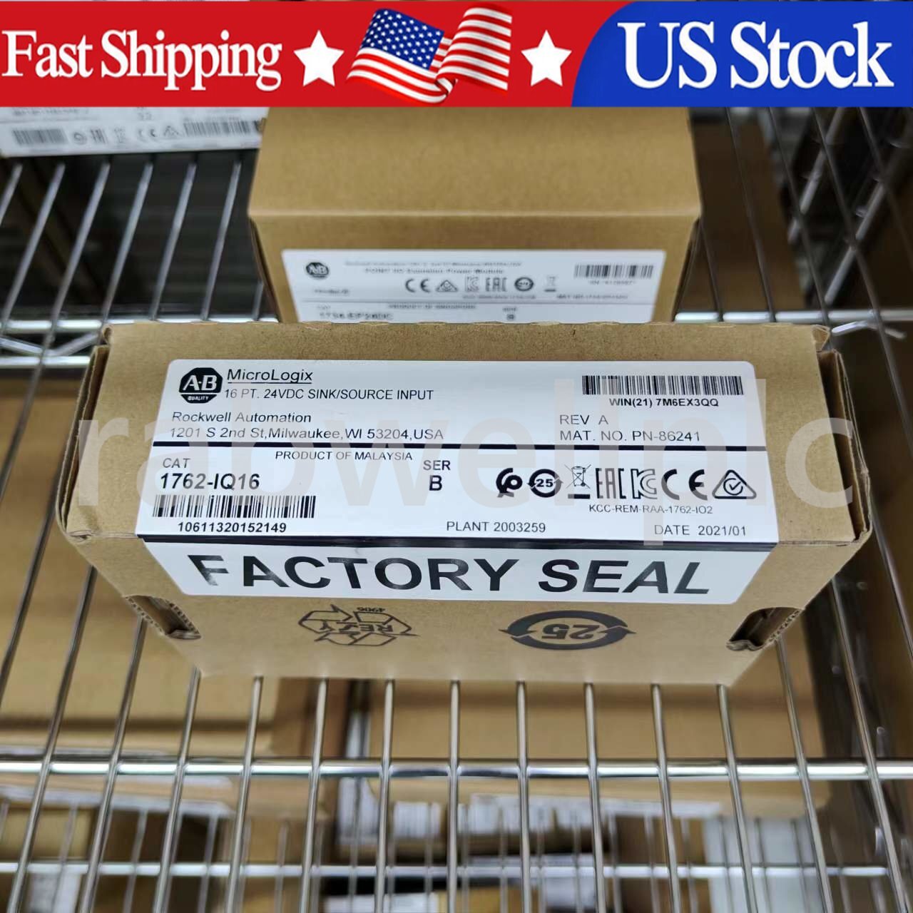 New Factory Sealed AB 1762-IQ16 SER B MicroLogix 24VDC Input Module 1762IQ16
