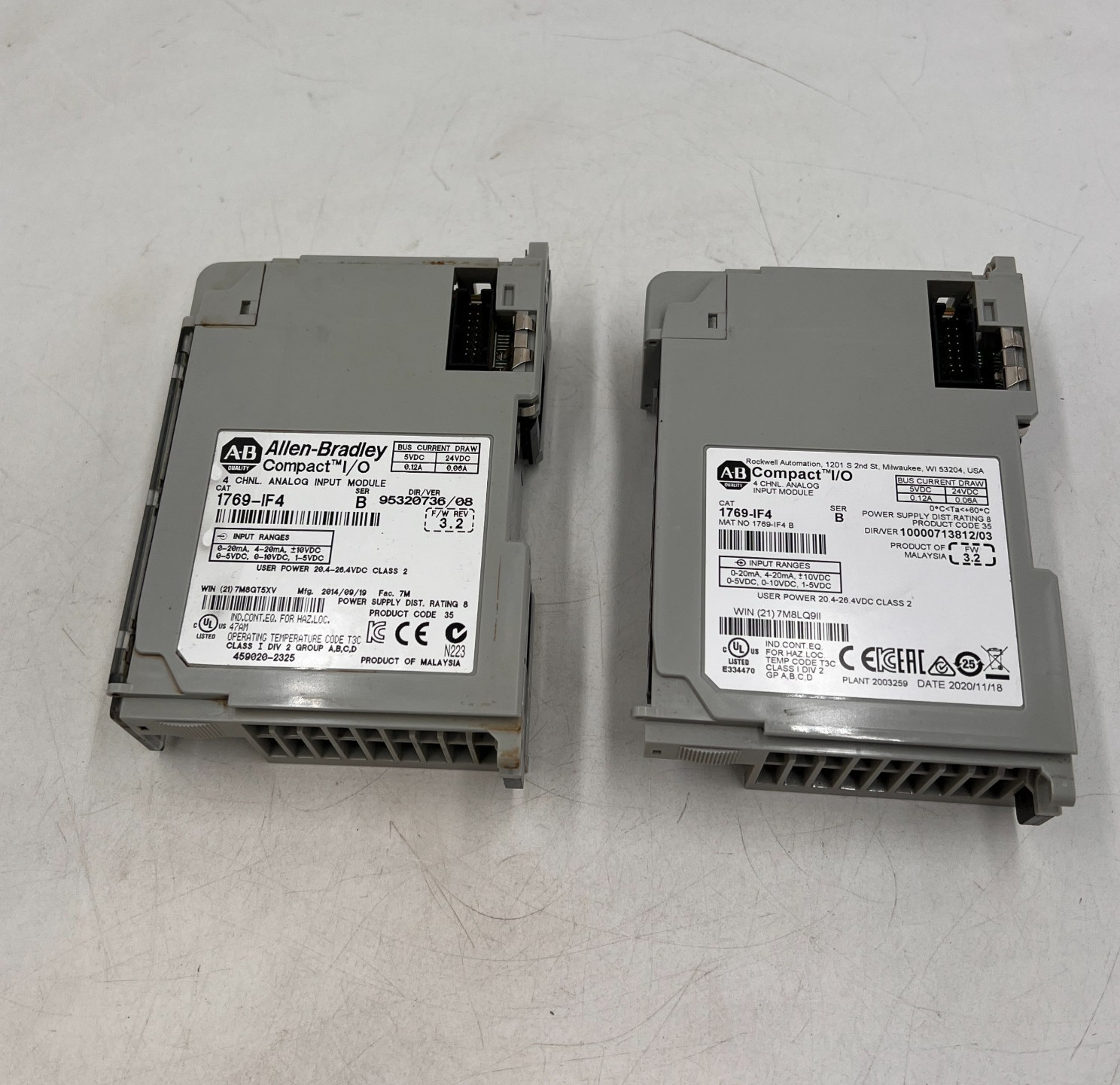 Lot of 2 Allen-Bradley 1769-IF4 Ser B. PLC Input Modules