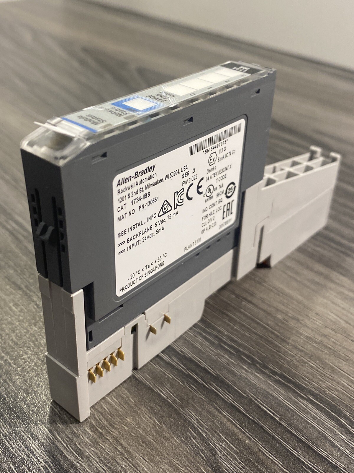 Allen Bradley 1734-IB8 Ser D 8-Point Digital Input Module w/ 1734-MB Base – USA