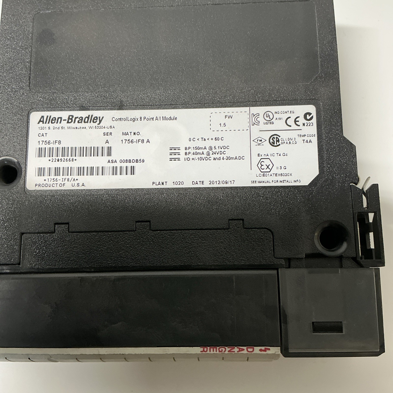 Allen-Bradley 1756-IF8 Series A ControlLogix 8 Point Module. AA-668