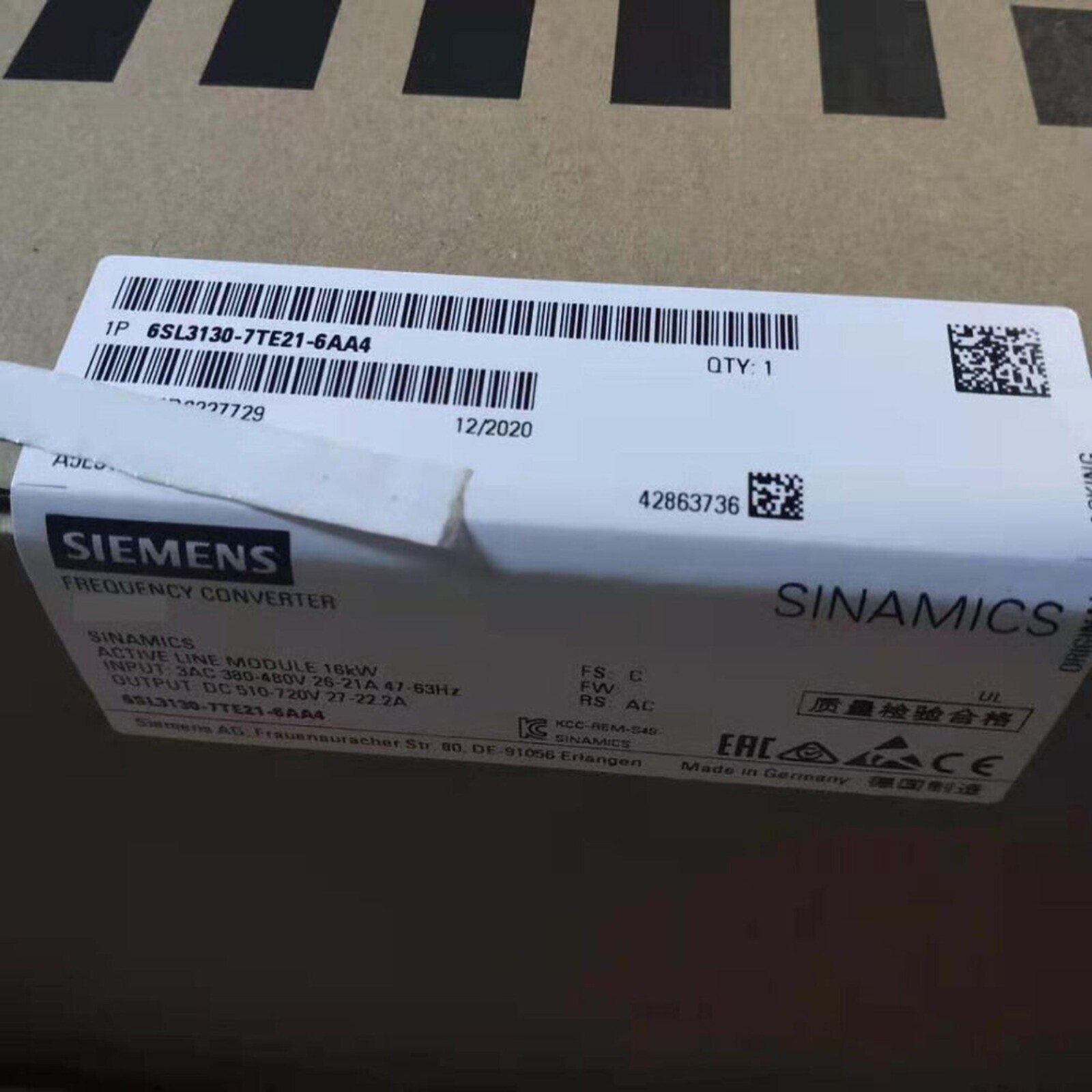 new Siemens 6SL3130-7TE21-6AA4 ACTIVE LINE Module US FREE TAX