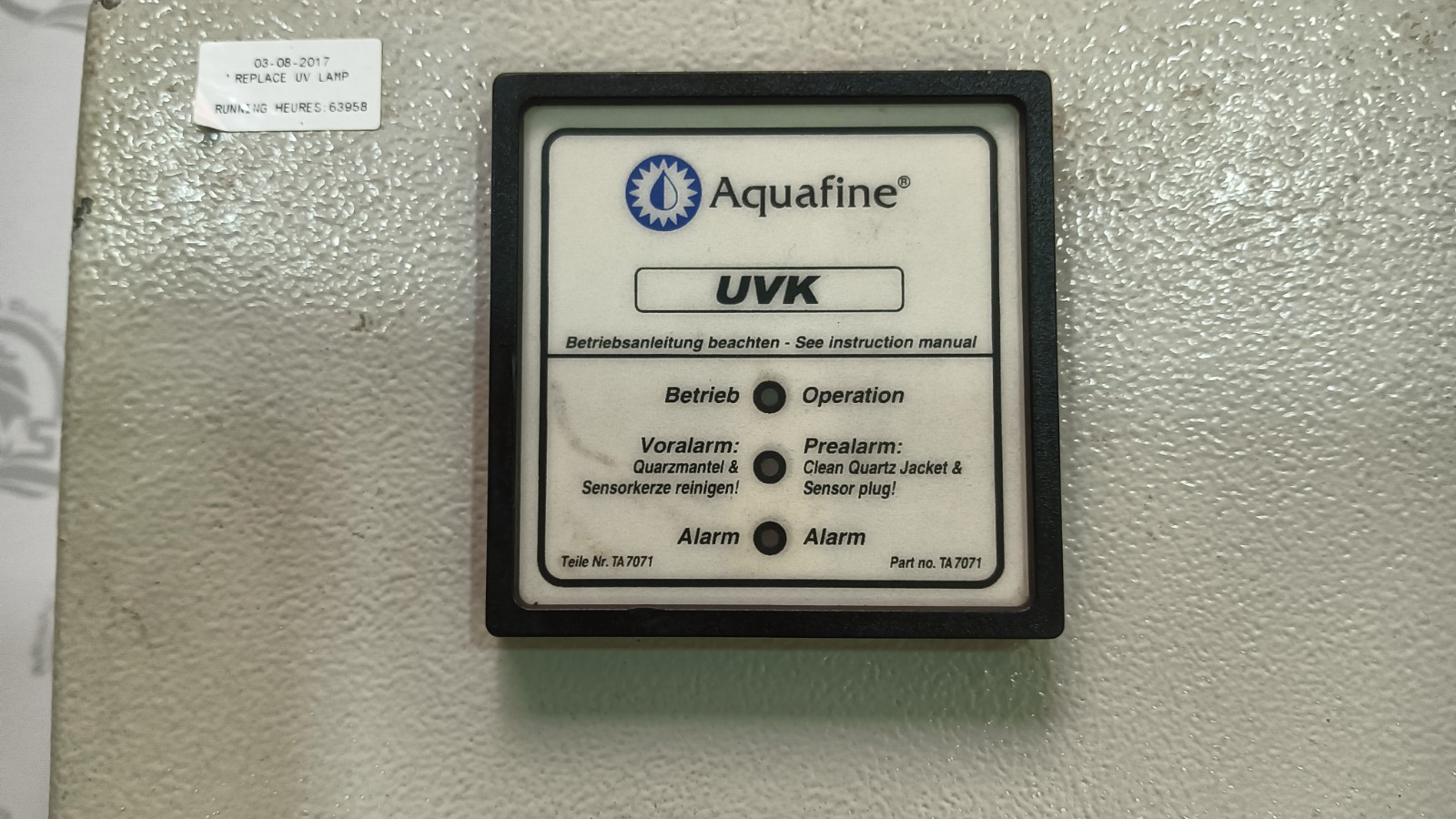 Trojan UVK-2 2656 UV System 5m³/h 230V Stainless Steel Aquafine TA7071 GERMANY