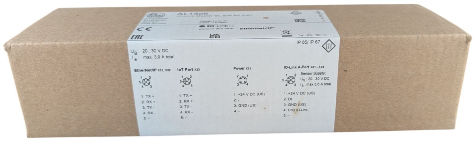 IFM AL1326 IO-Link Master Ethernet/IP 8-Port M12 IP67 Industrial Module