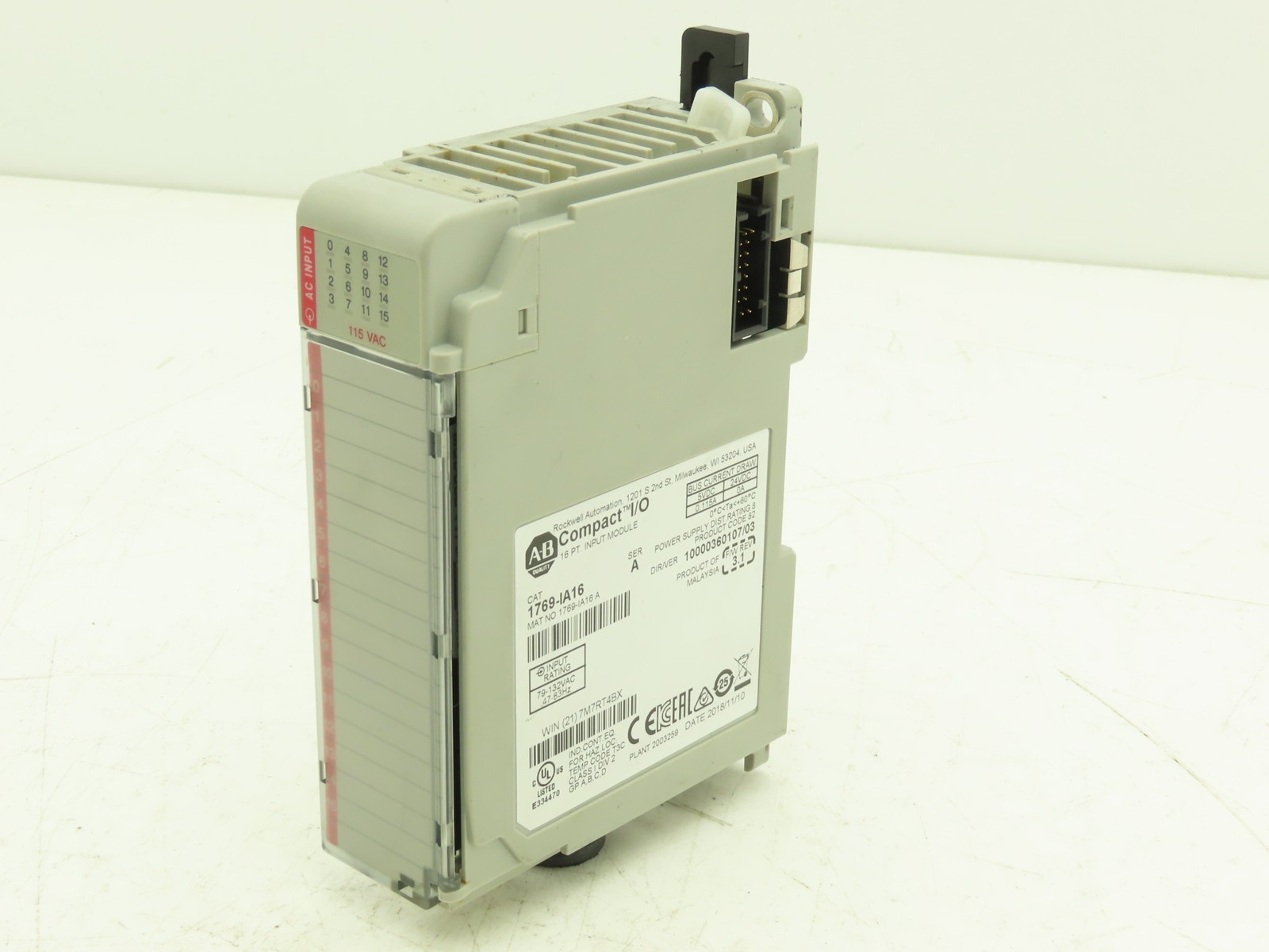 Allen Bradley 1769-IA16 Compact Logix I/O Input Module 16Pt Ser A FW 3.1