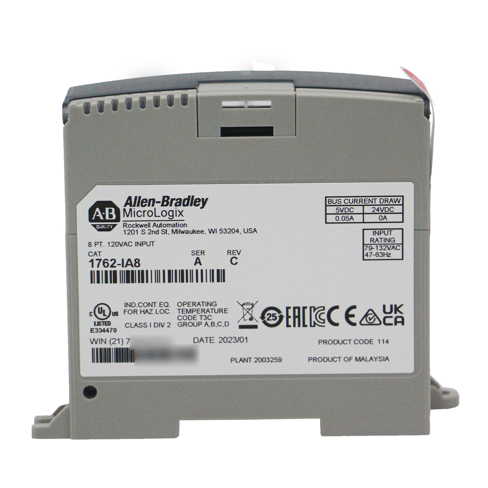 Allen Bradley 1762-IA8 MicroLogix 8 Point 120 VAC Input Module In Box 1762IA8