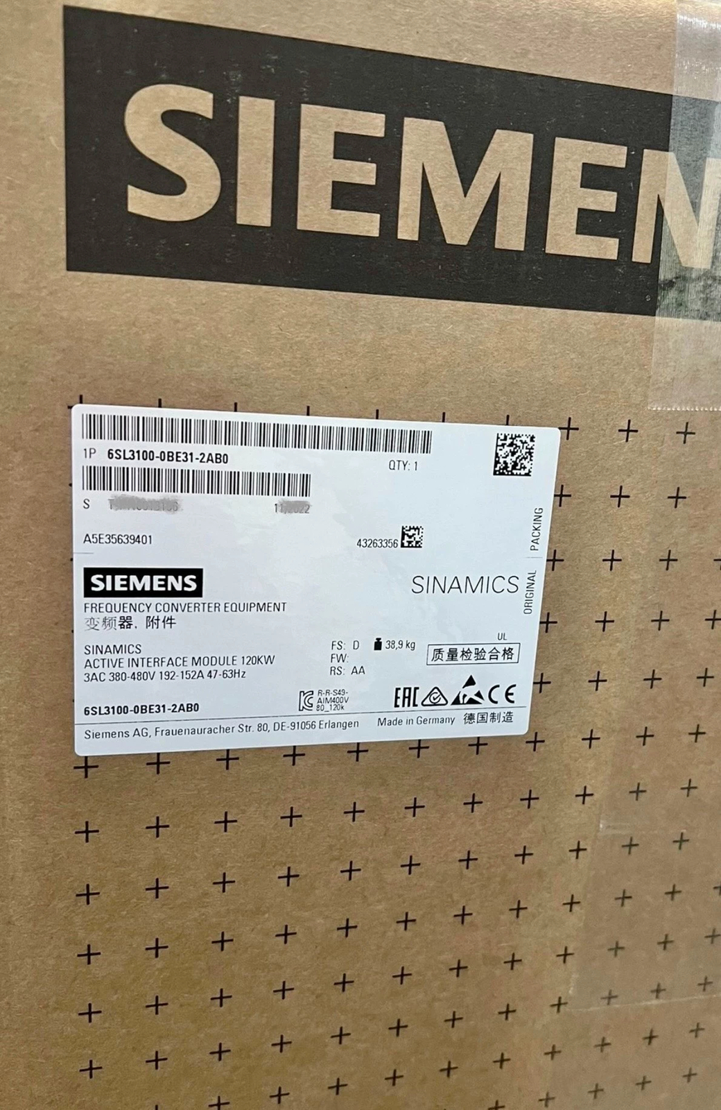 1pc New Siemens 6SL3100-0BE31-2AB0 ACTIVE INTERFACE Fast Ship