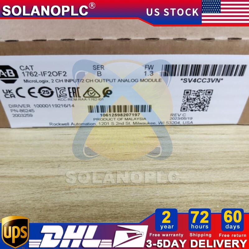 New Factory Sealed Allen-Bradley 1762-IF2OF2 MicroLogix1200 Analog I/O Module