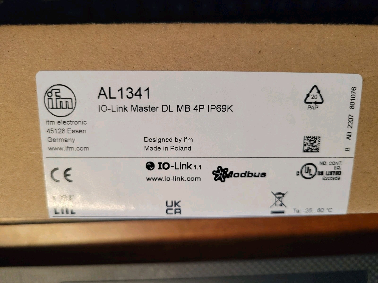 IFM AL1341 IO-Link Master TCP 8P IP69K