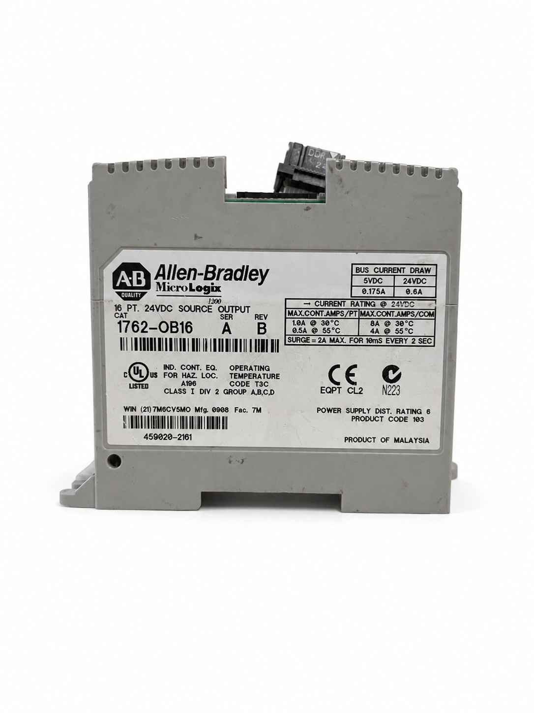 Allen Bradley 1762-OB16 MicroLogix1200 DC Output Module 16-Point 24VDC 1762OB16