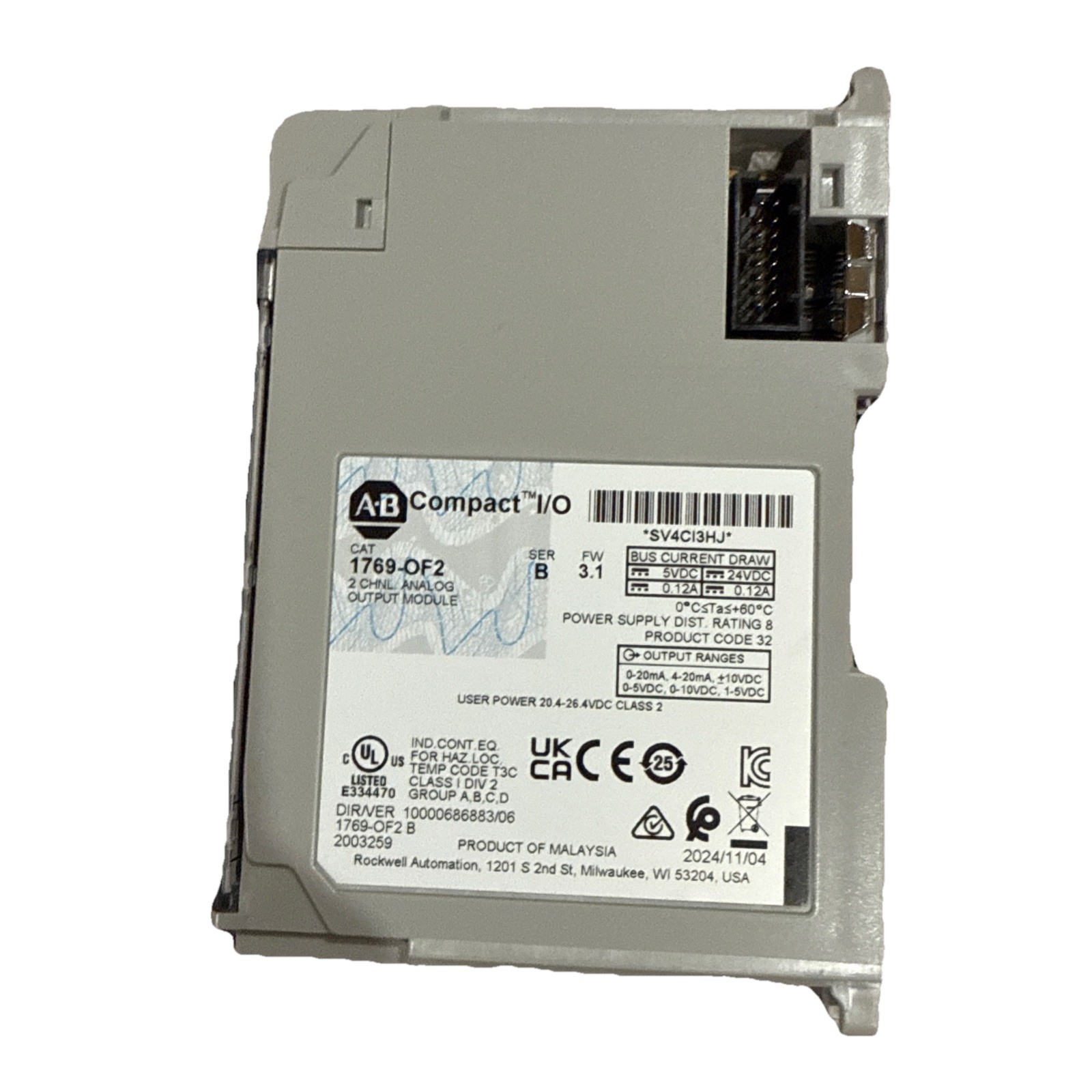 Allen Bradley 1769-OF2 Ser.B F/W 3.1 2-Chan. Analog Output Module. 3E-39