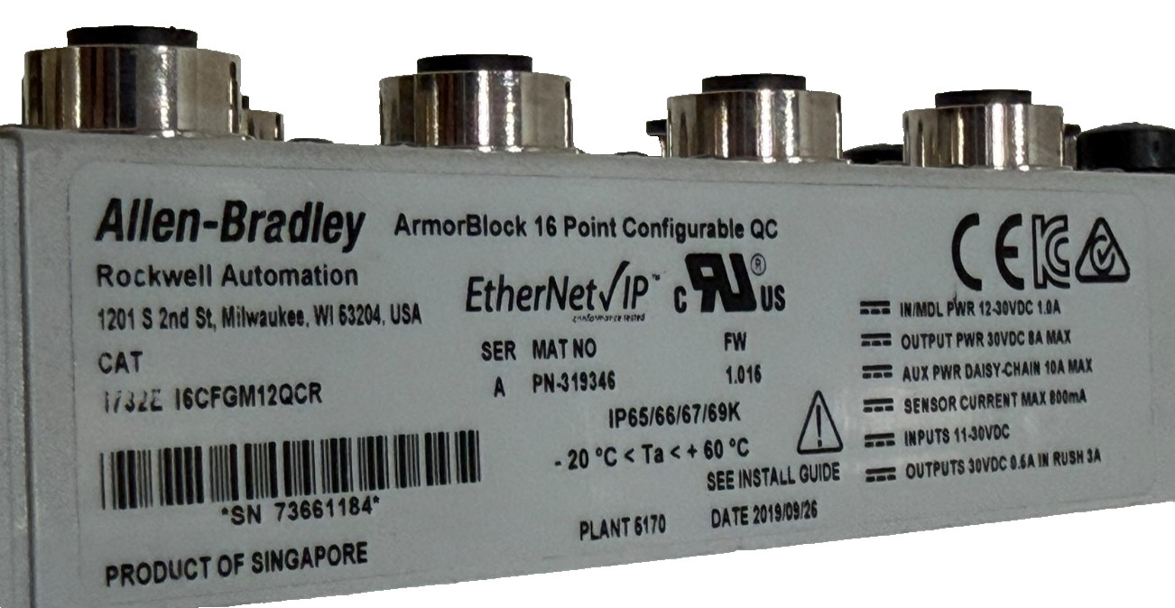USED ALLEN BRADLEY 1732E-16CFGM12QCR I/O ARMOUR BLOCK SER. A