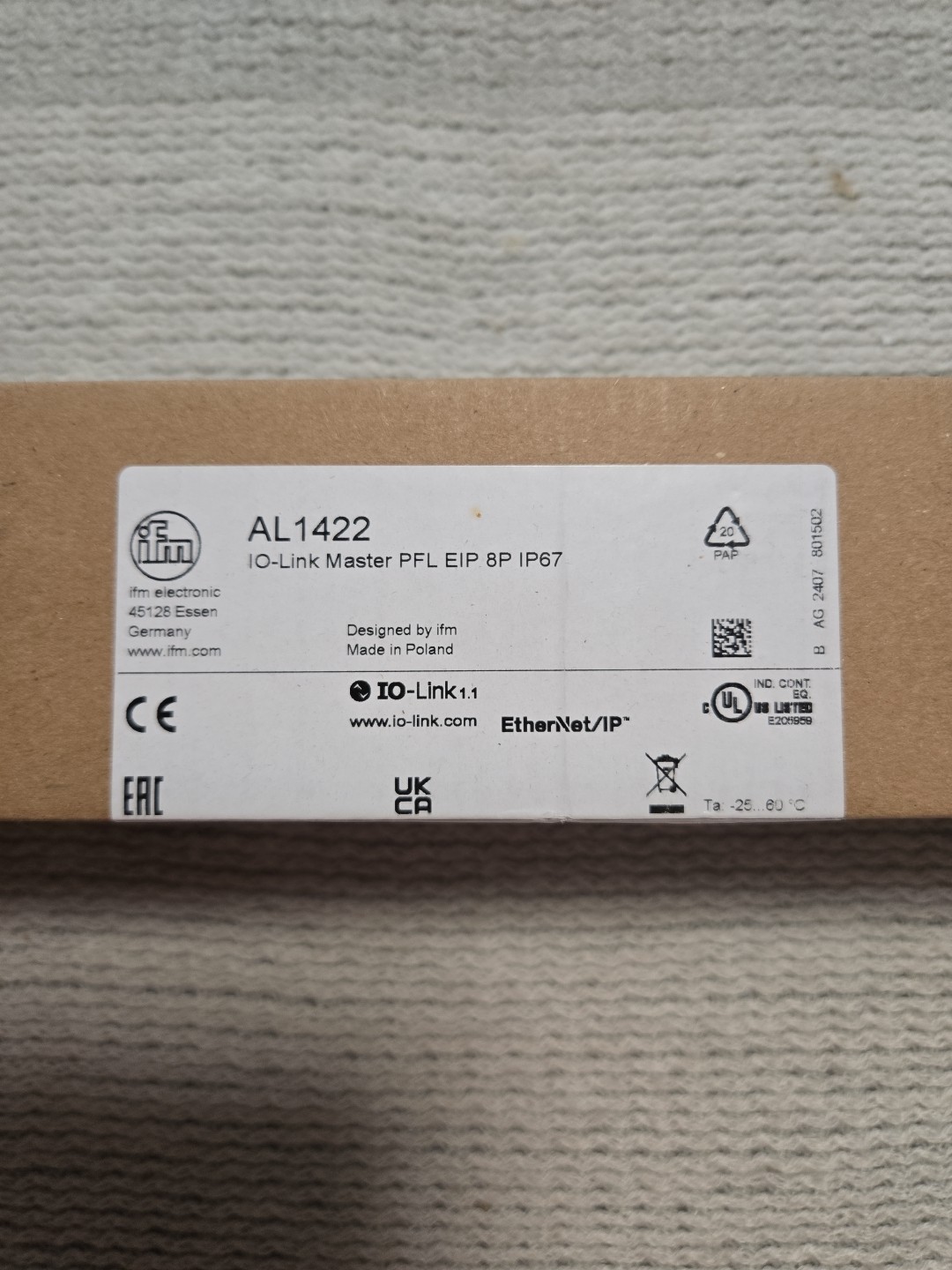 IFM, AL1422, IO-Link Master PFL EIP 8P IP67