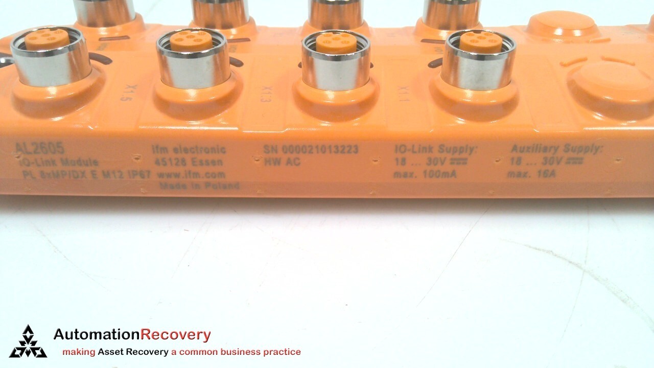 IFM AL2605 I/O MODULE, IOL MOD PL 8XMP/DX E M12 IP67, NEW #320887