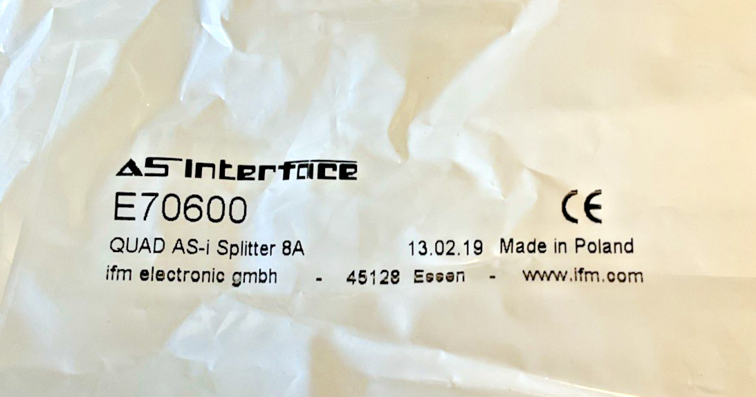 IFM E70600 AS INTERFACE QUAD AS-I SPLITTER 8A