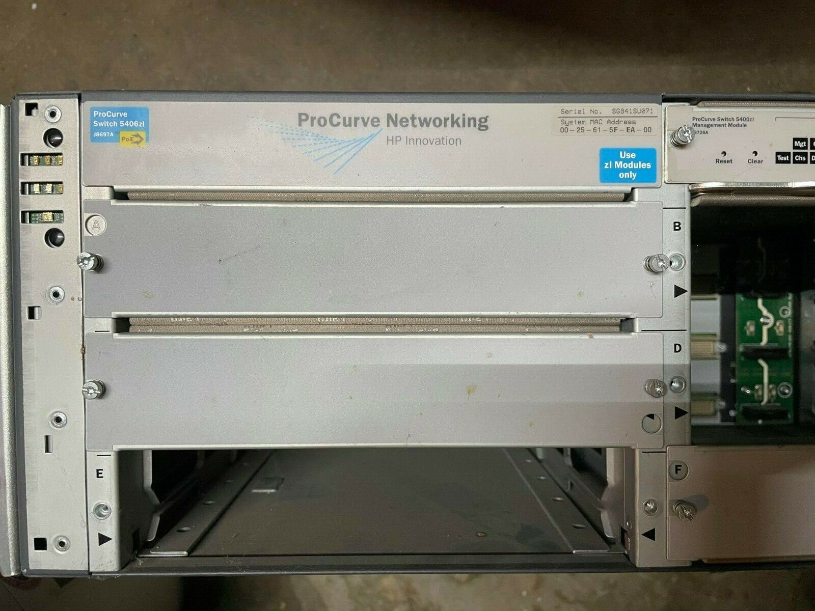 HP J8697A ProCurve 5406zl Managed Ethernet Switch Chassis and J8726A