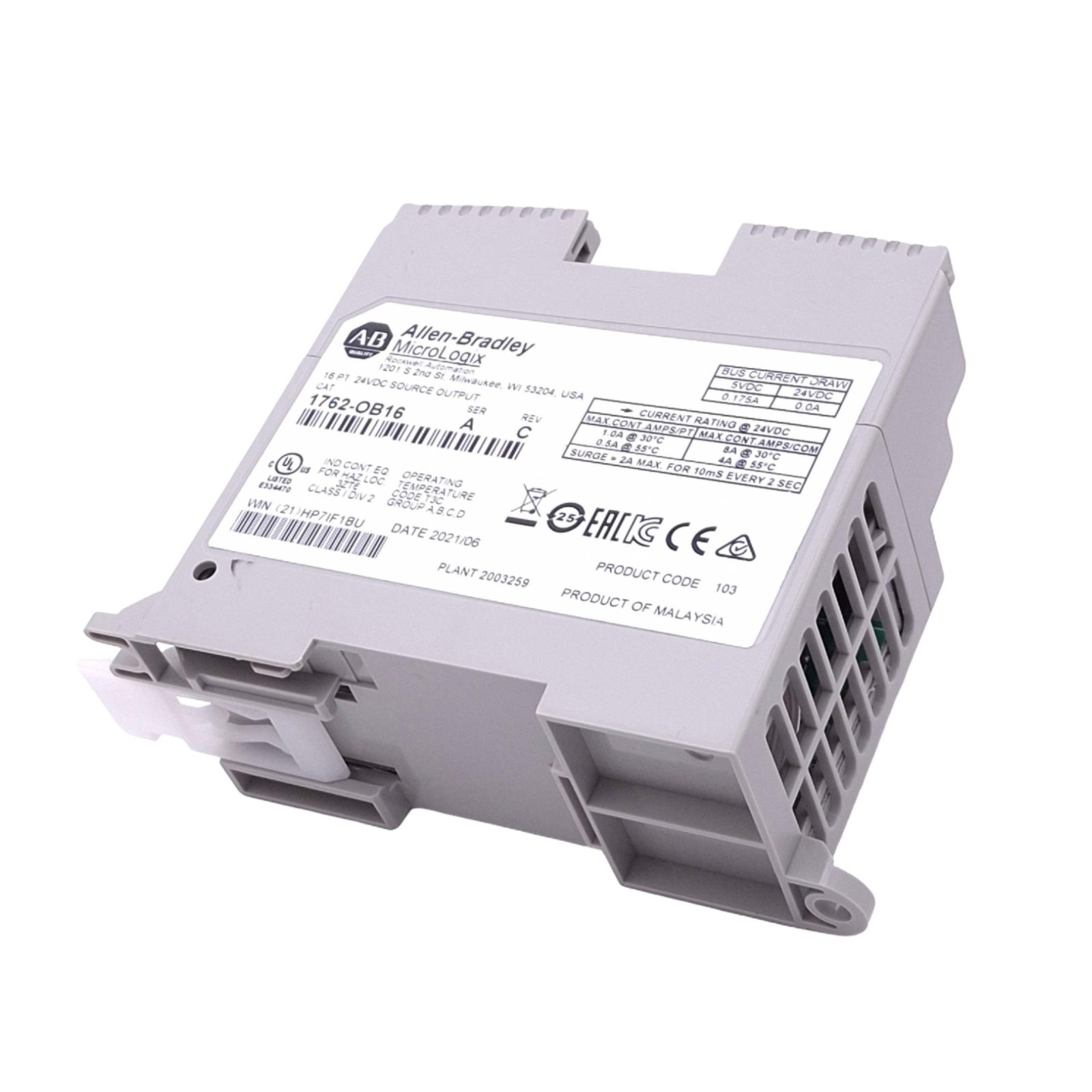 Allen Bradley 1762-OB16 MicroLogix1200 DC Output Module, 16-Point, 24VDC Out