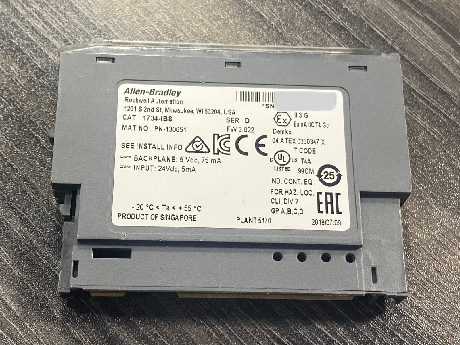 Allen Bradley 1734-IB8 Series D 8-Point Digital Input Module 24VDC – USA