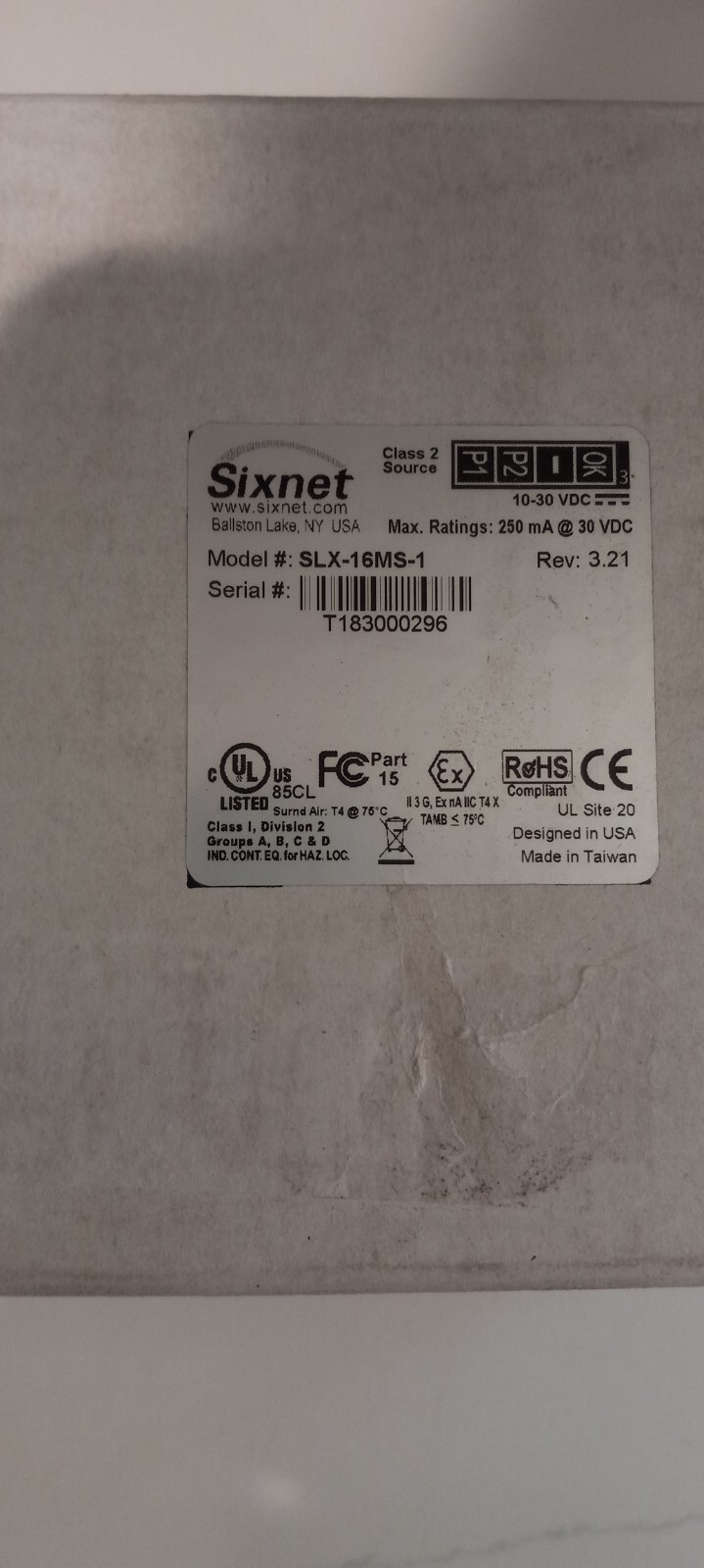 Sixnet SLX-16MS-1 / 16 Port Industrial Ethernet Managed Switch NOS