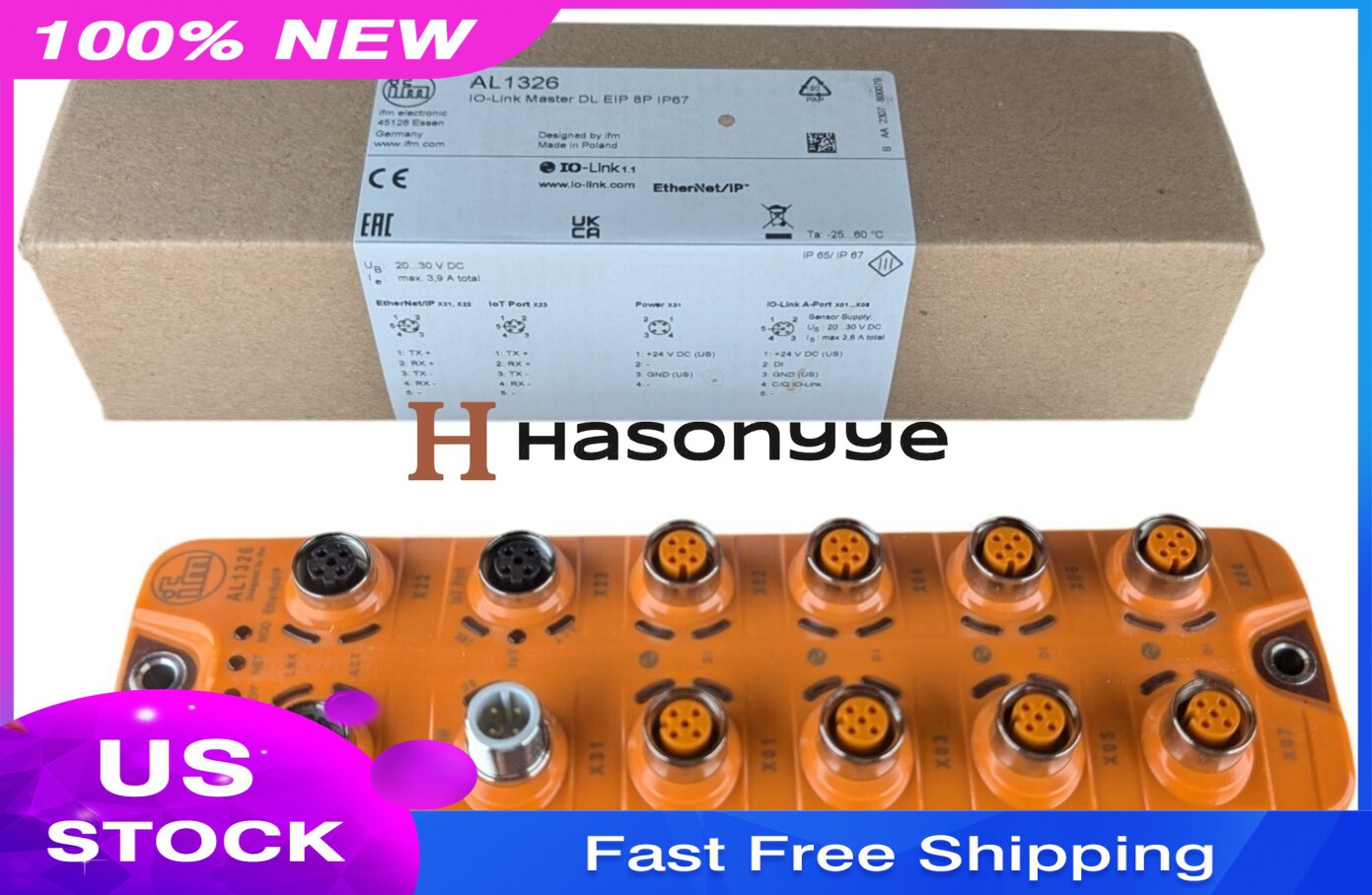 IFM AL1326 IO-Link Master Ethernet/IP M12 IP67 Industrial Module us free tax