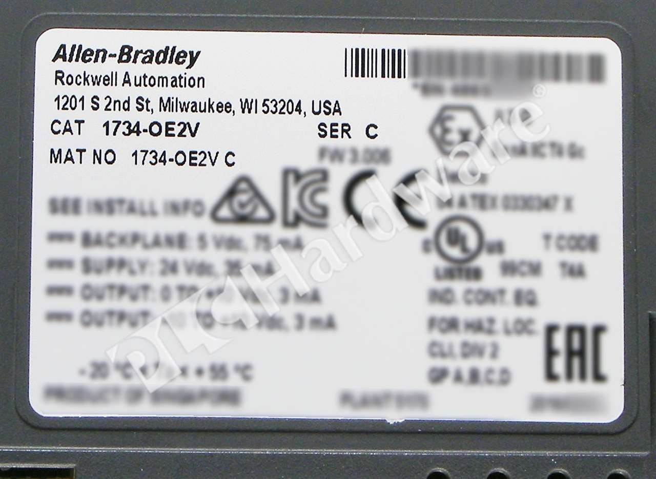 Open Pre-owned Allen Bradley 1734-OE2V Ser C POINT I/O 2-Ch Analog Output Module