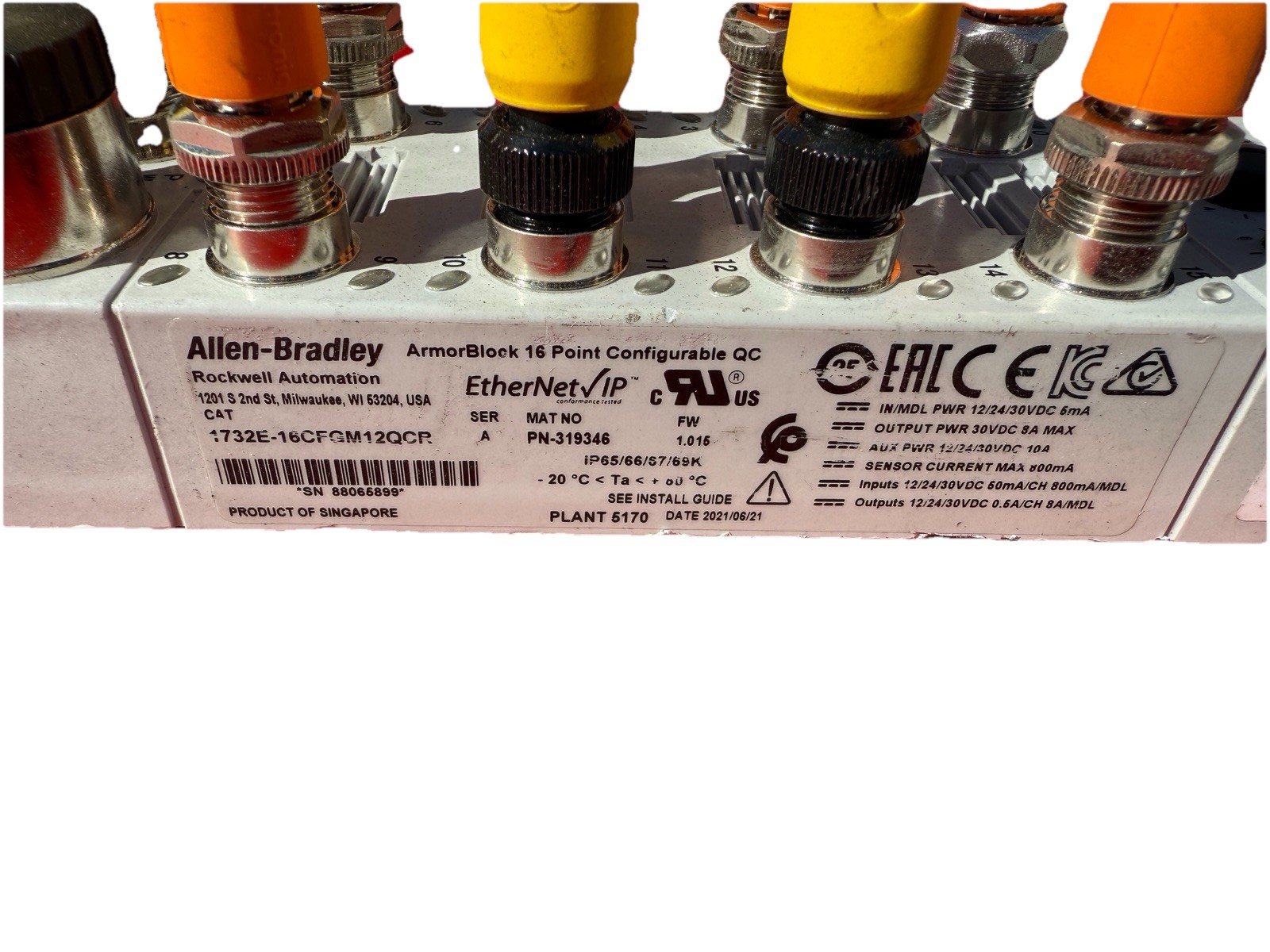 ALLEN BRADLEY 1732E-16CFGM12QCR SERIES A, INPUT/OUTPUT MODULE #343687