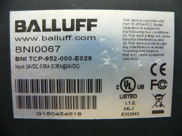 Balluff Bni Tcp-952-000-E029 (Bni0067) Active Splitter Ethernet Tcp/Ip