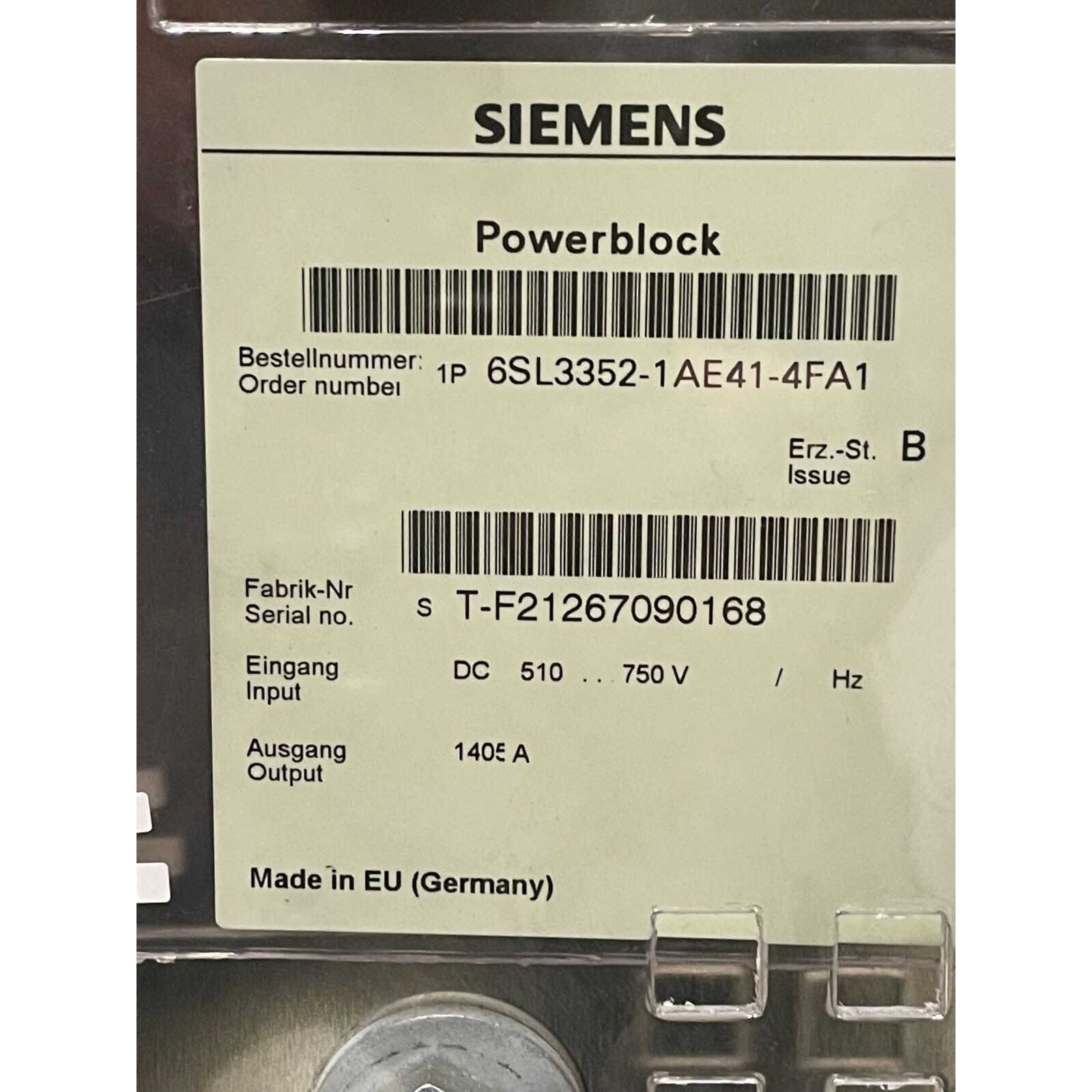6SL3330-7TE41-4AA3 New Siemens 6SL3 330-7TE41-4AA3 SINAMICS Active Line Module
