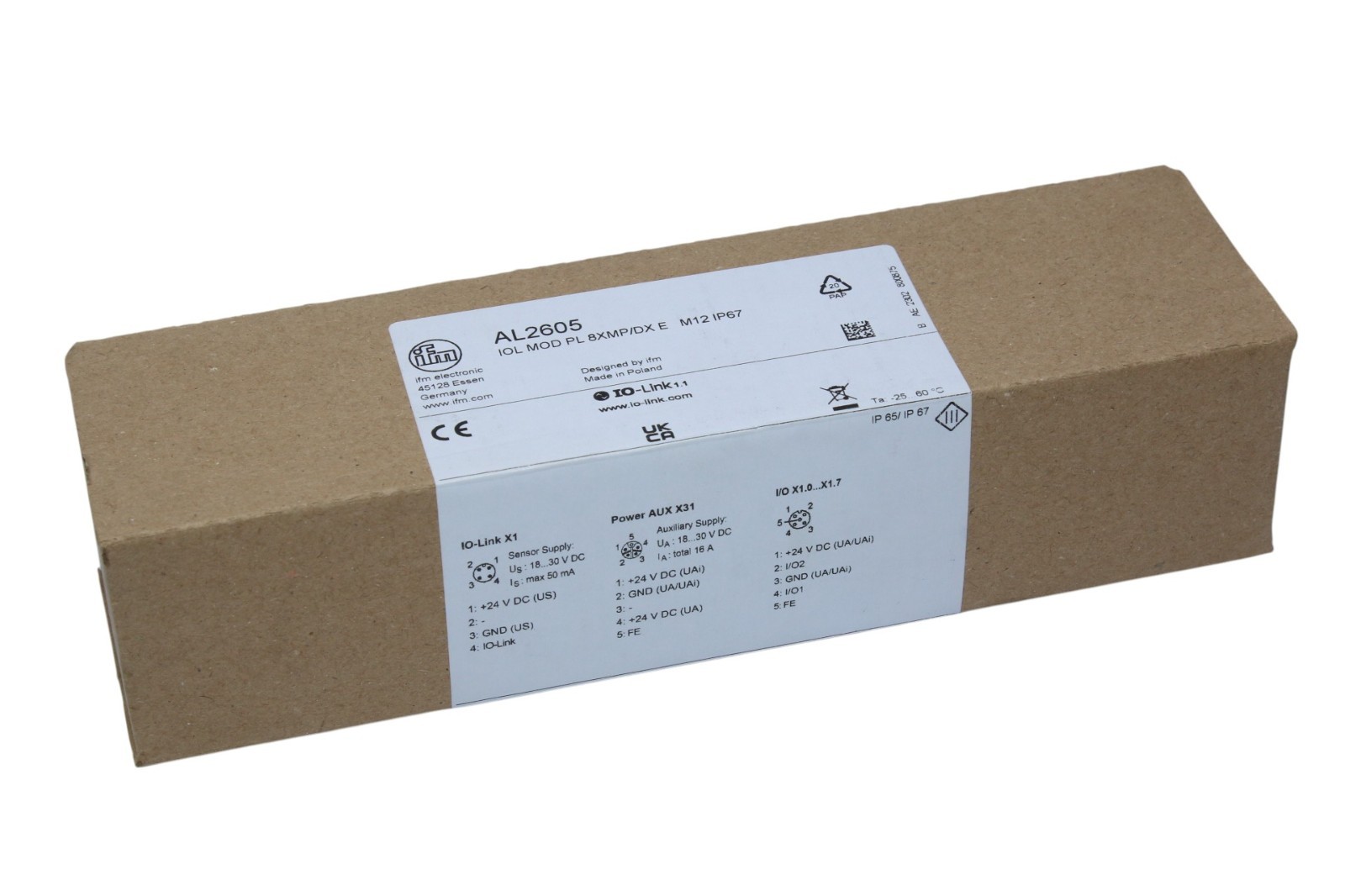 IFM AL2605 IO-LINK INPUT/OUTPUT MODULE IOL MOD PL 8XMP/DX E M12 IP67