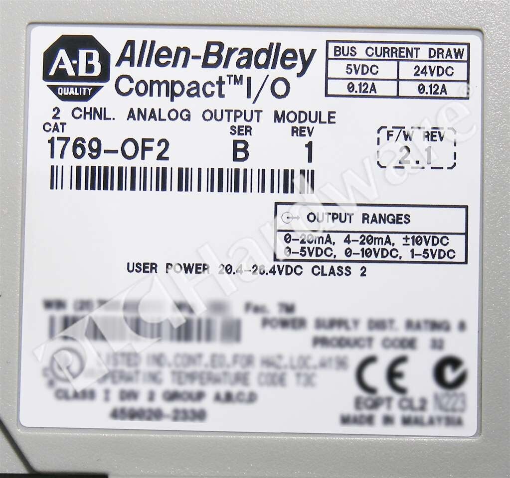 Allen Bradley 1769-OF2 /B CompactLogix 2-Ch Analog Current/Voltage Output Module