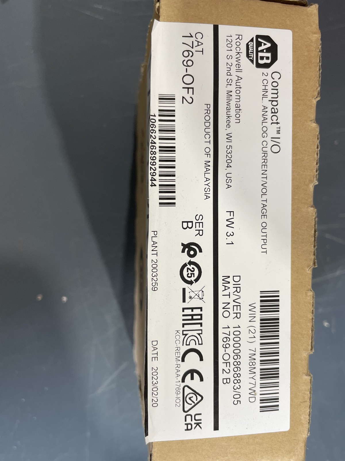 Allen Bradley 1769-OF2 Compact I/O, 2 Channel Analog Output – New, Open Box