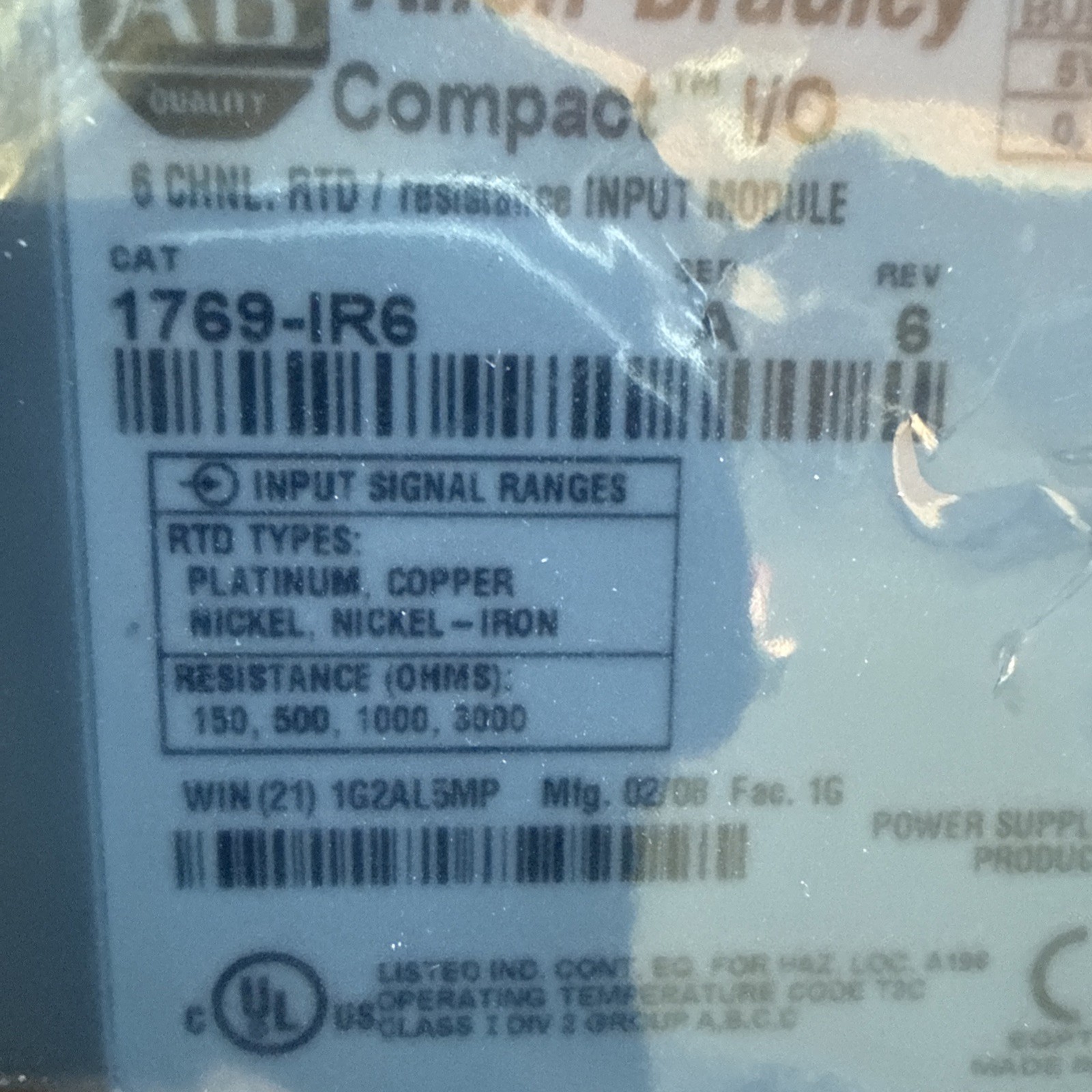 Open Allen Bradley 1769-IR6 1769-1R6 A 1.3 CompactLogix Input RTD No Box