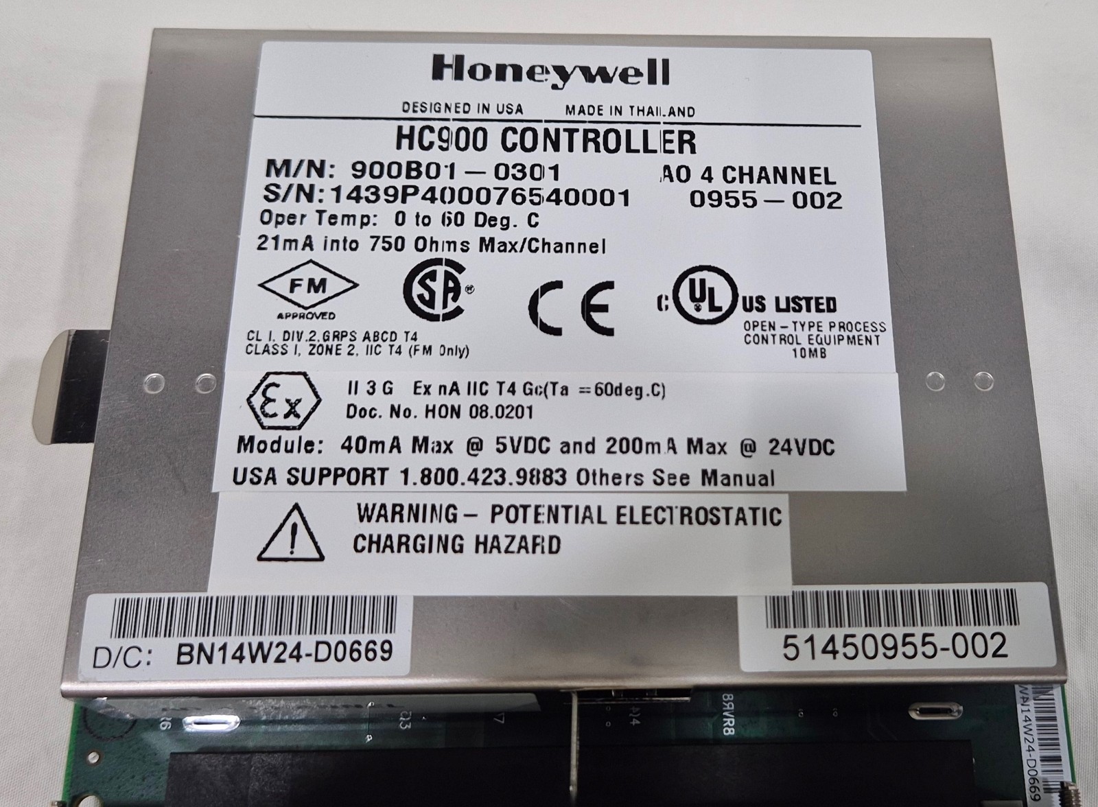 HONEYWELL 900B01-0301 AO 4 CHANNEL HC900 Controller