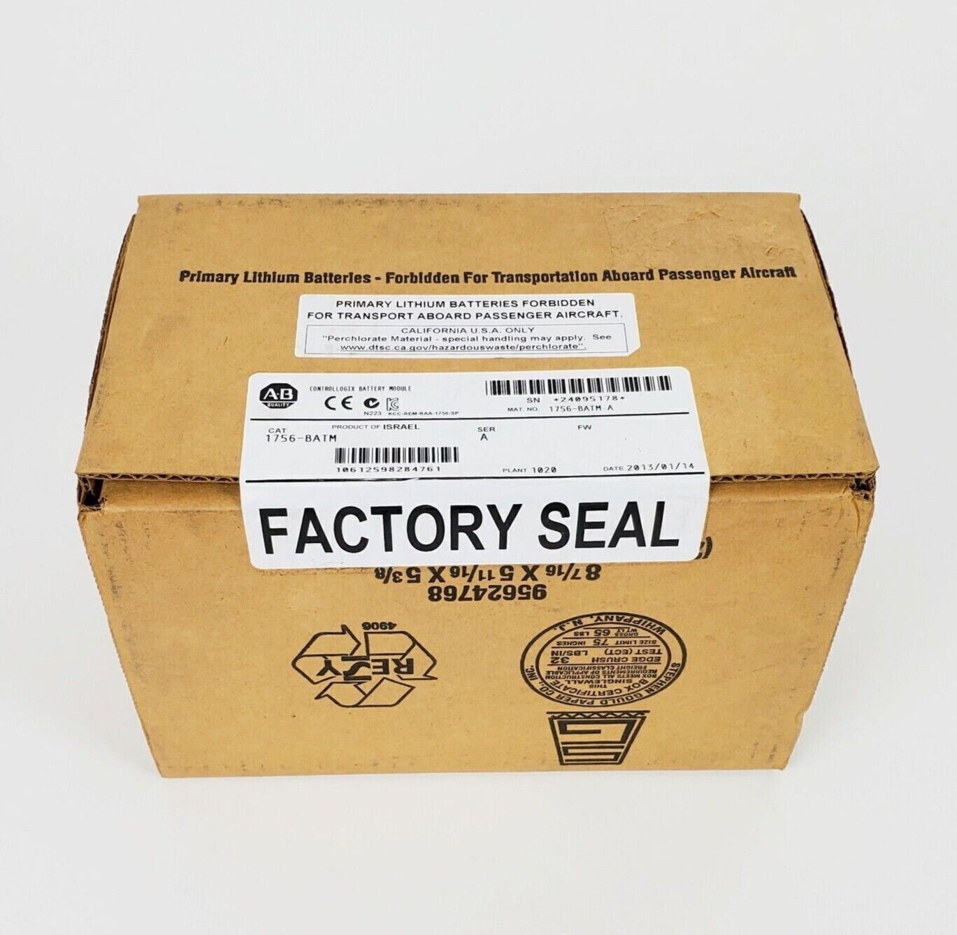 New Factory Sealed Unbrand 1756-BATM ControlLogix Battery Module Ser A