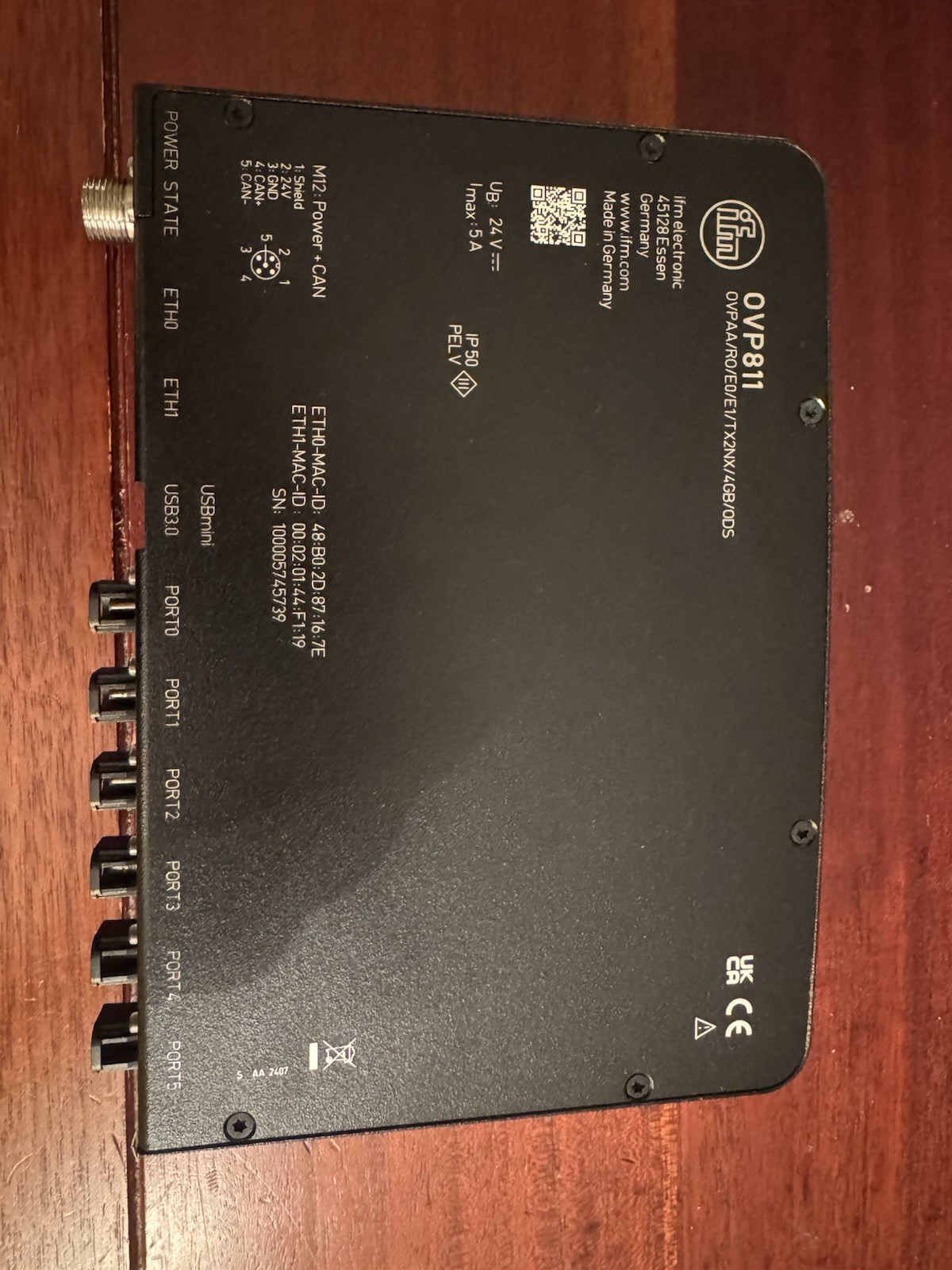 IFM Electronic OVP811 Video Processing Unit OVPAA/RO/E0/E1/TX2NX/4GB/ODS