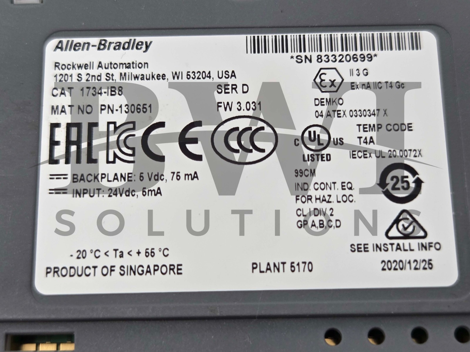 NEW Allen Bradley 1734-IB8 /D Point I/O Digital 8Point Sink Input Module 1734IB8