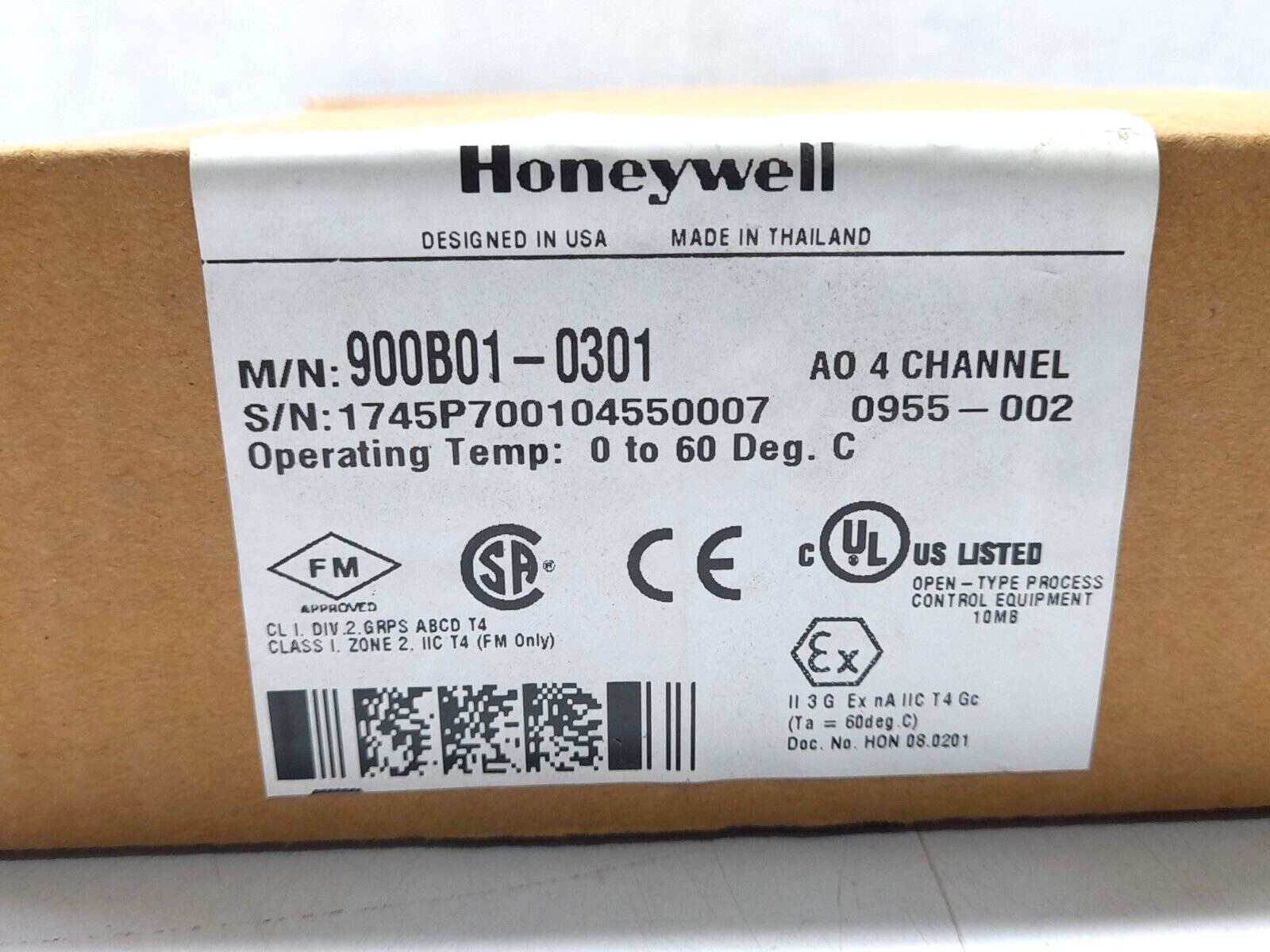 Honeywell 900B01-0301 AO 4 Channel Analog Output Card