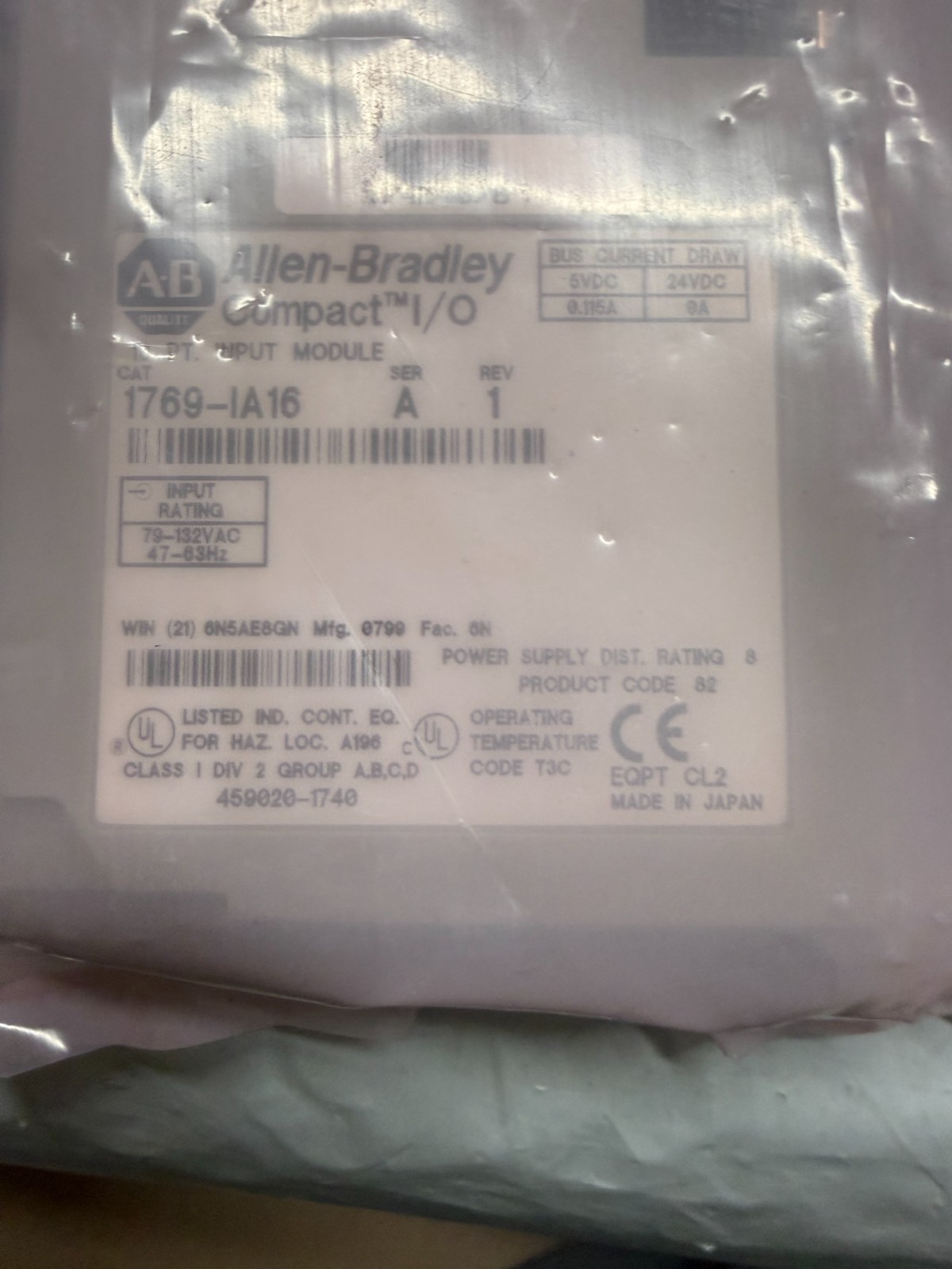 Allen-Bradley 1769-IA16 Compact I/O Digital PLC Input Module PREOWNED