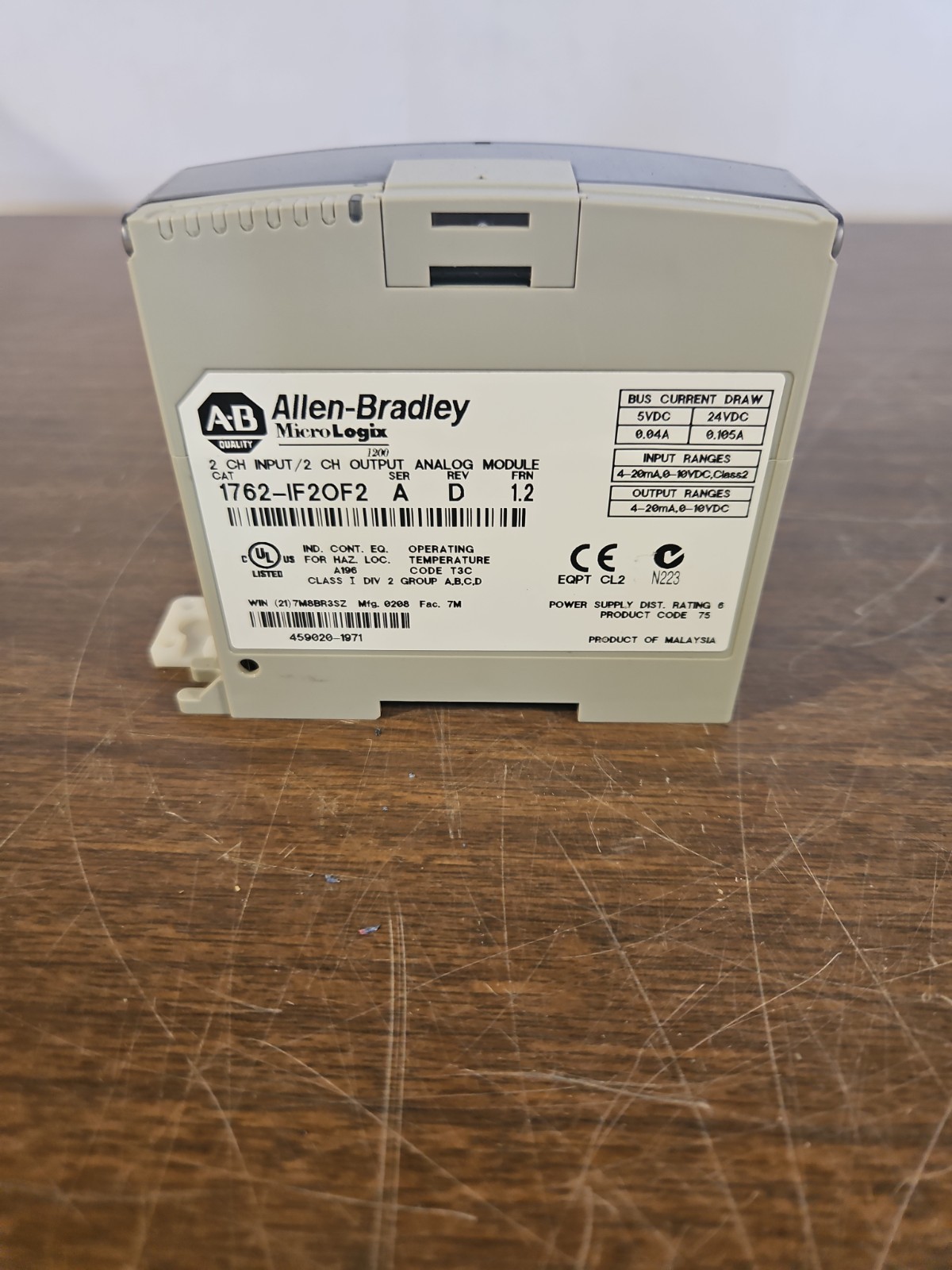 Allen-Bradley 1762-IF2OF2 MicroLogix1200 Analog I/O Module